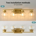 thumbnail image 6 of Bathroom Vanity Fixtures 4-Lights Gold Bathroom Light Over Mirror with Clear Glass Shade Vanity Lights for Bathroom, 6 of 7