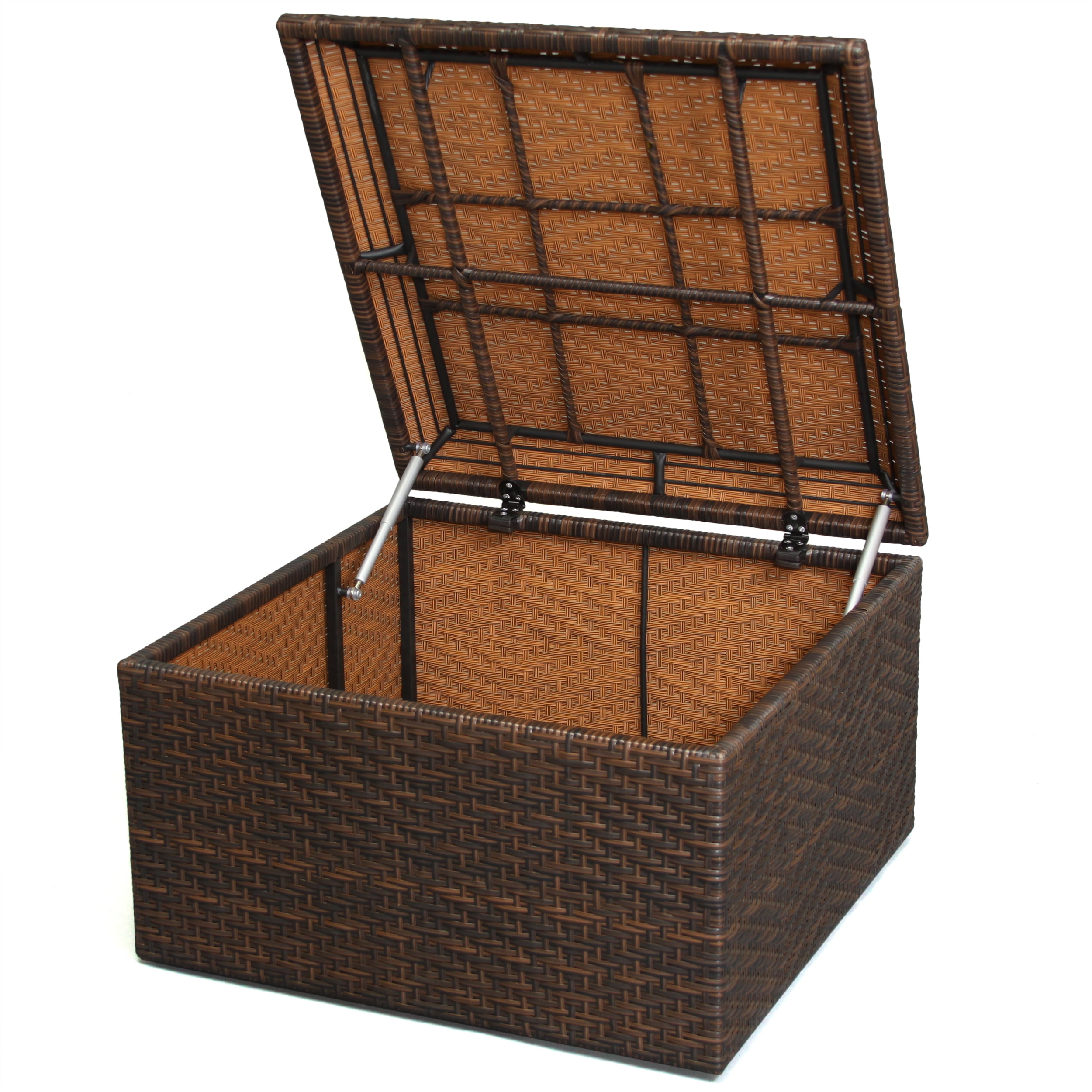 Wicker Richmond Indoor Outdoor Storage Deck Box Ottoman by GDF Studio
