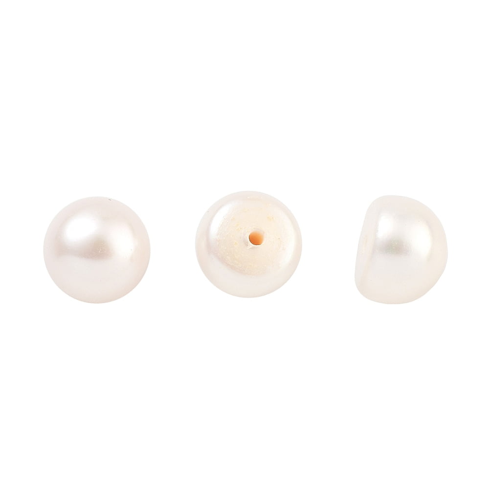 Grade 6A Natural Cultured Freshwater Pearl Beads Half Drilled Half Round Beads White 7.5~8x5.5mm Hole: 1mm