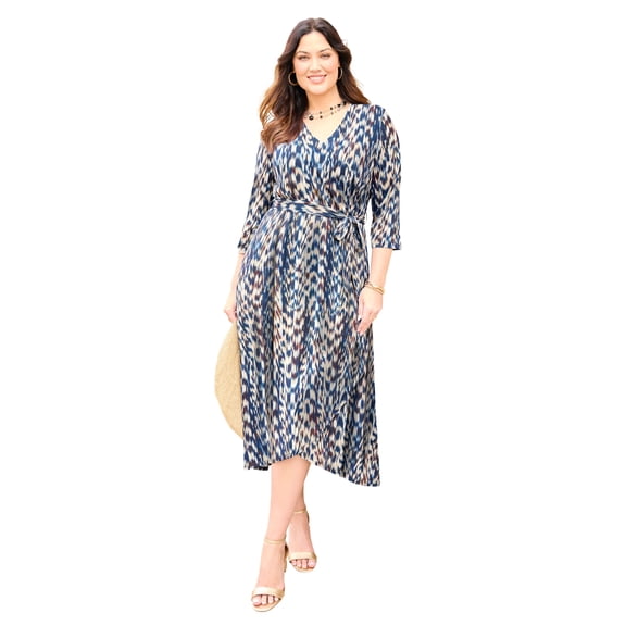 Catherines Women's Plus Size Easy Faux Wrap Dress