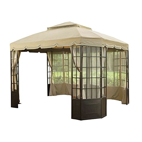 ZeHuoGe 10.6x10.6ft 2 Tier Canopy Tent Top Replacement for Madaga Gazebo Frames Outdoor Canopy Cover Patio Garden Yard Coffee Liqueur
