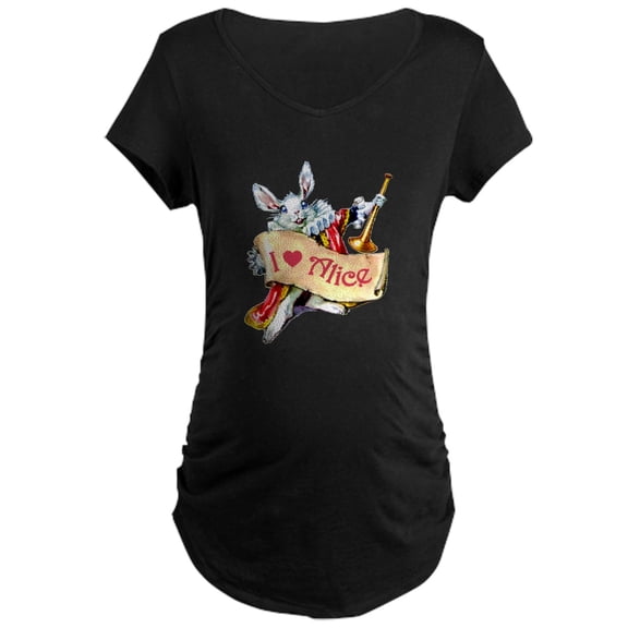 CafePress - Alice's White Rabbit Maternity Dark T Shirt - Maternity Dark T-Shirt