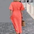 thumbnail image 7 of Xihbxyly Party Dresses for Women Plus Size Solid Color Off the Shoulder Mid-Length Dress Quick Dry Slim Fit Short Sleeve Dresses, 7 of 7