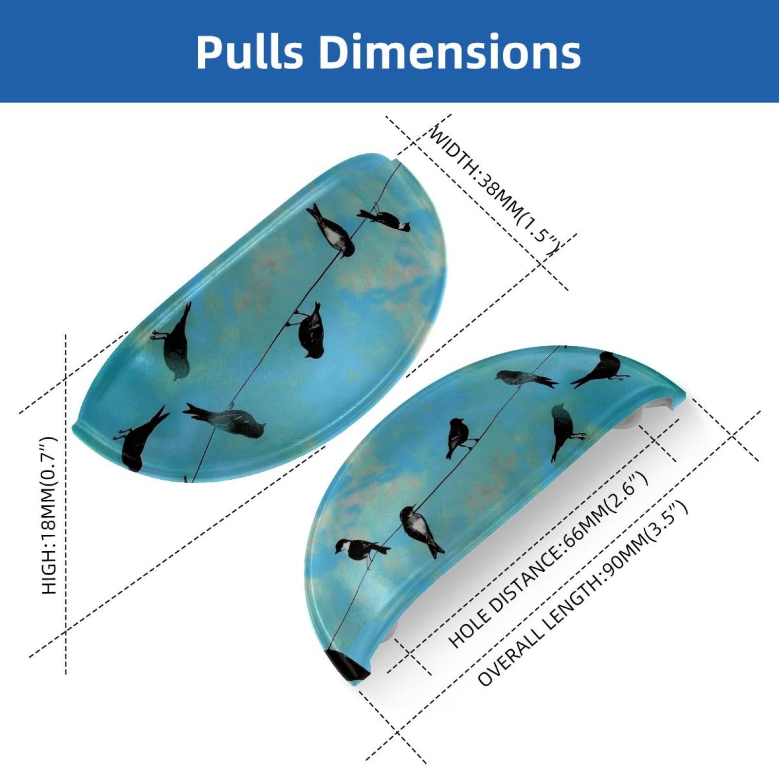PhooArto 6 Pcs Cup Drawer Pulls, Blue Sky Birds Shell Shape Handles Cabinet Knobs for Dresser Cupboard Closet Wardrobe with Screws