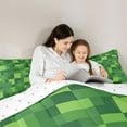 thumbnail image 5 of jejeloiu Pixelated Miners Game Bedding Comforter Set,Modern Geometric Checkered Twin Comforter Sets,Teens Video Games Bedding Set For Boys Kids,Super Cozy Room Decor Reversible,2 Pieces, 5 of 8