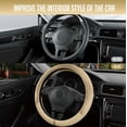 thumbnail image 6 of Steering Wheel Cover, Gold Patterned Leather Patchwork Design, Universal Fit 14.5"–15.5", Anti-Slip, Odor-Free, Soft PU Grain Leather, Durable Grip Car Accessory for Girls & Women, 6 of 16