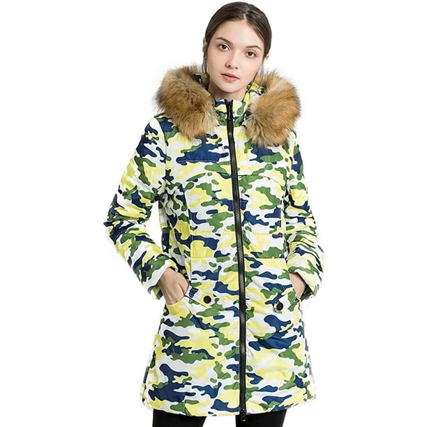 Valuker Women's Down Coat with Fur Hood with 90 Down Parka Puffer
