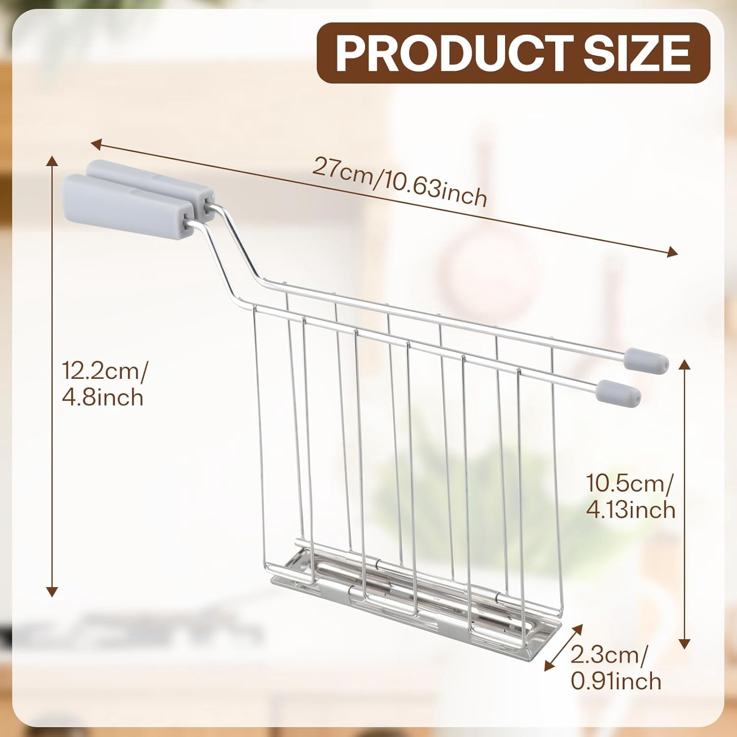 ABCISI Toast Slice Holder, Toaster Warming Rack, Practical Stainless Steel Kitchen Tool Sandwich Cage Bread Toast Rack for Baking Home, Gray