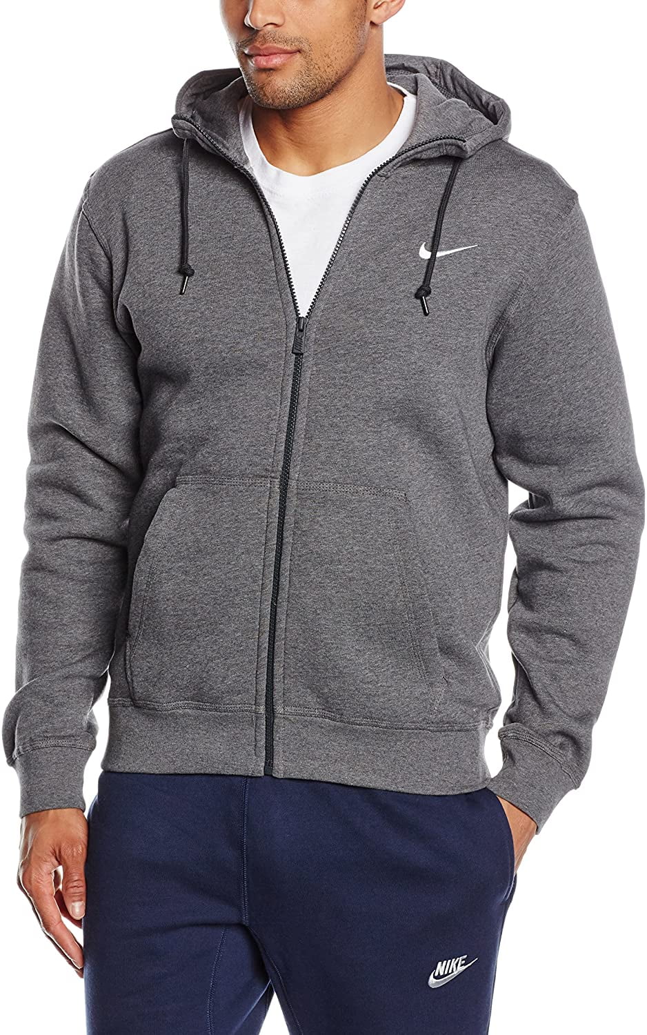 men's club swoosh full zip fleece hoodie