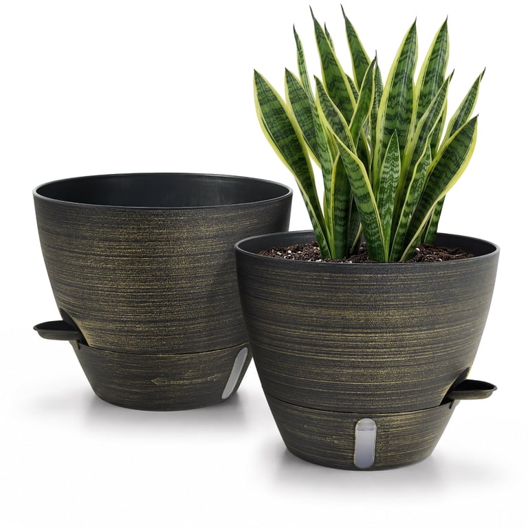 FIASON Self-Watering Planters, 2 Pack 8 Inch Teal Gold photo 1