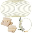 thumbnail image 2 of 12 Pack 12 Inch Metal Floral Hoop Centerpieces with 10 Wooden Table Stands, Gold Metal Rings for Making Wedding Table Wreath Decorations, Wreaths for, 2 of 7