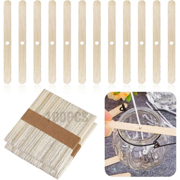 Wooden Candle Kit 100Pcs Natural Wick Clips Holders Thick Sticks Centering Device Countering Tools Bars Wick Clips for Scented