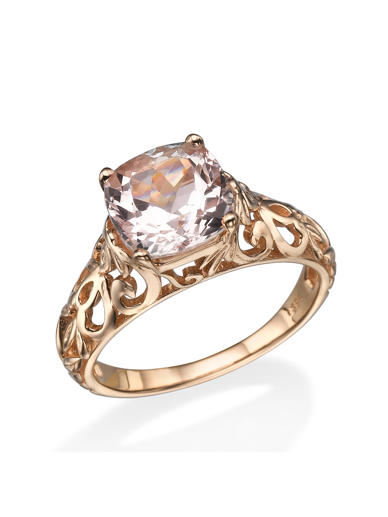 Rose Gold Art Deco Morganite Engagement Ring  Women Art Deco Pink 14k Women Morganite Wedding Ring Sterling Silver Morganite Ring For Women