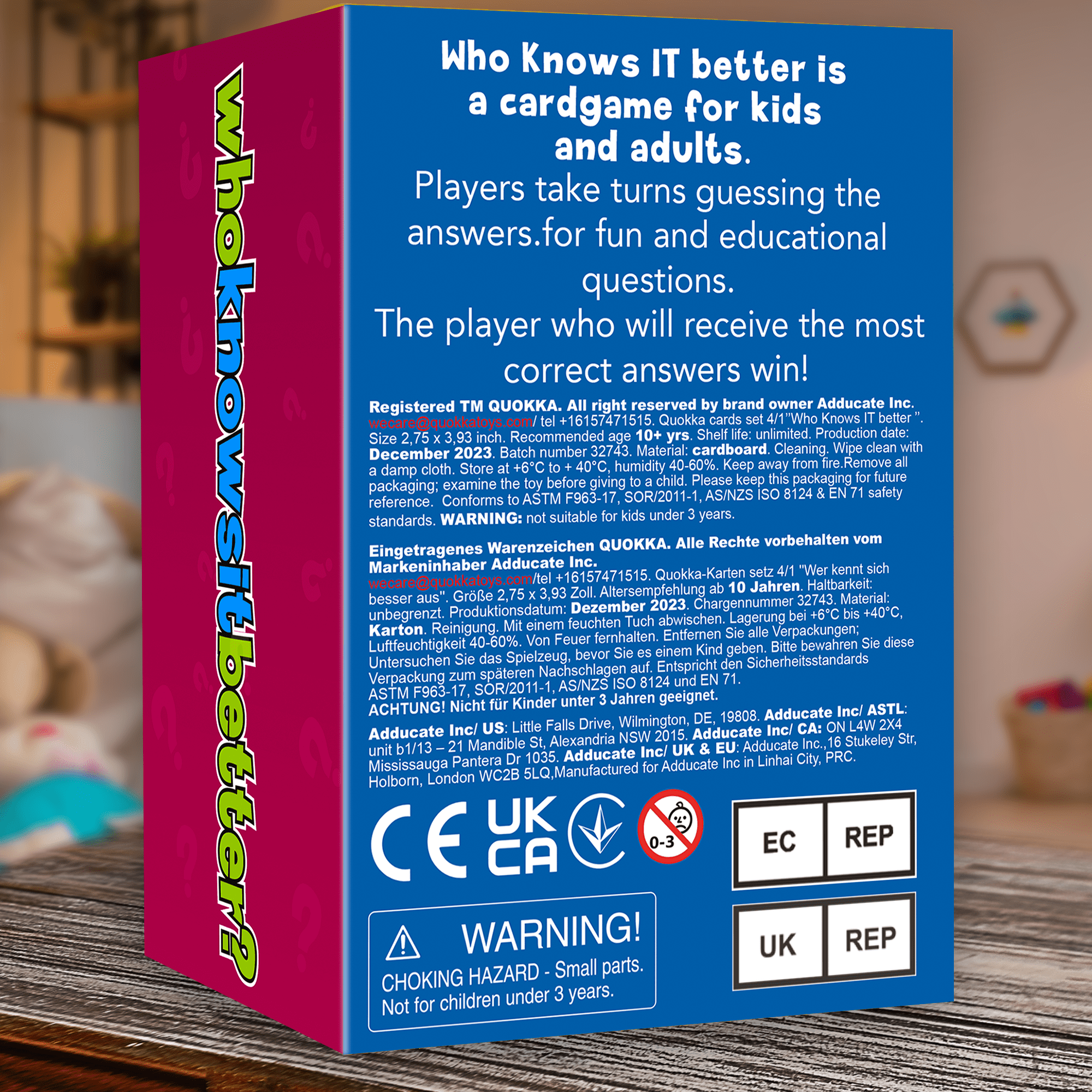 Quokka Family Quiz Fun & Educational Card Board Game for Kids 5-11, Play Together, Perfect Gift