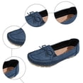 thumbnail image 5 of Rokment Bow Slip on Loafers for Women Fashion Casual Comfortable Suede Walking Flat Bowknot Beach Travel Oxfords Dress Shoes 2026 Spring Fall Blue Size 6, 5 of 7
