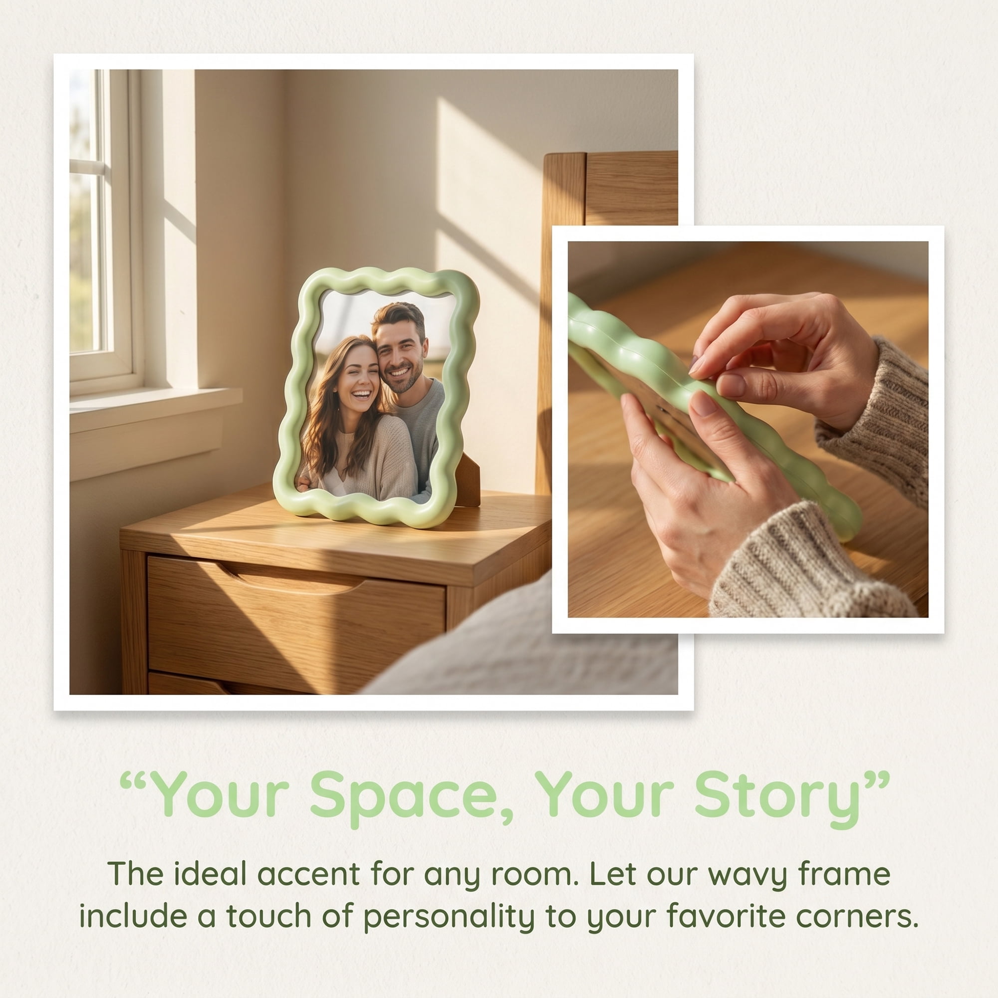 Unique Bargains Photo Frame with HD Glass for Aesthetic Desk Display Green 4" x 6"