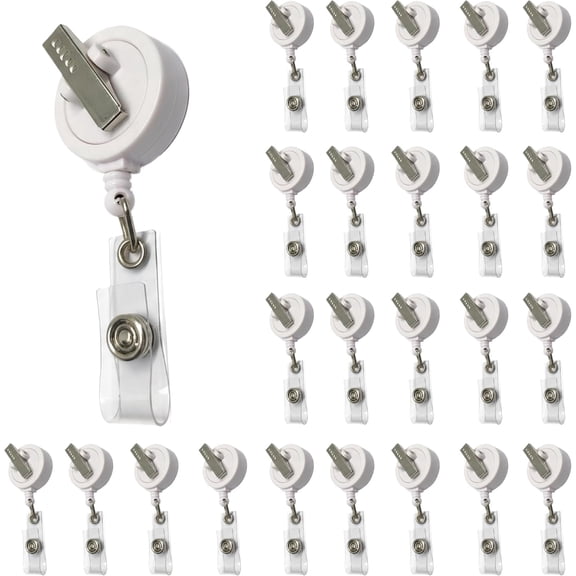 ABPETE 25 Pack Retractable Badge Reel, Heavy Duty ID Card Holder with 360° Swivel Clip, Perfect for Office, School, Hospital (Dark Blue)