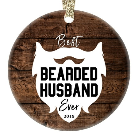 Bearded Husband Ornament Best Ever Humorous Christmas 2019 Ceramic Collectible Present Holiday Keepsake for Hubby Spouse from New Bride Wife Partner 3