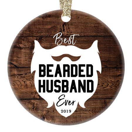 Bearded Husband Ornament Best Ever Humorous Christmas 2019 Ceramic Collectible Present Holiday Keepsake for Hubby Spouse from New Bride Wife Partner 3