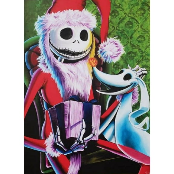 Jack and Sally Diamond Painting Kits for Adults 5D DIY Round Diamond Number Kits with Full Drill 12X16 Inch Cartoon Diamond Embroidery Paintings Great for Home, Office, Wall Decor