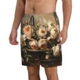 thumbnail image 2 of Zufioo Vintage Peonies Rustic Charm for Men's Casual Beach Shorts, Sports Fitness Quick-drying Drawstring Shorts with Pockets for Home Wear-3X-Large, 2 of 6