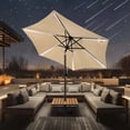 thumbnail image 5 of Scafild | 7.5FT Meteor Shower Lights Patio Umbrella, Outdoor Table Umbrella with 108 LED Solar Lights, Push Button Tilt and Crank, Market Umbrella for Garden, Deck, Backyard, Pool - Beige, 5 of 9