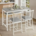 thumbnail image 3 of UHOMEPRO Bar Table Set for 4, Modern Counter Height Dining Set, Rectangle Dining Room Table with 4 PU Leather Chairs, Compact Kitchen Table Set for Home Breakfast Nook, Gray, 3 of 8