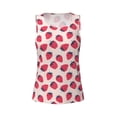 thumbnail image 4 of Xecao Strawberry print women's scoop neck, loose-fit workout tank tops for the gym., 4 of 9