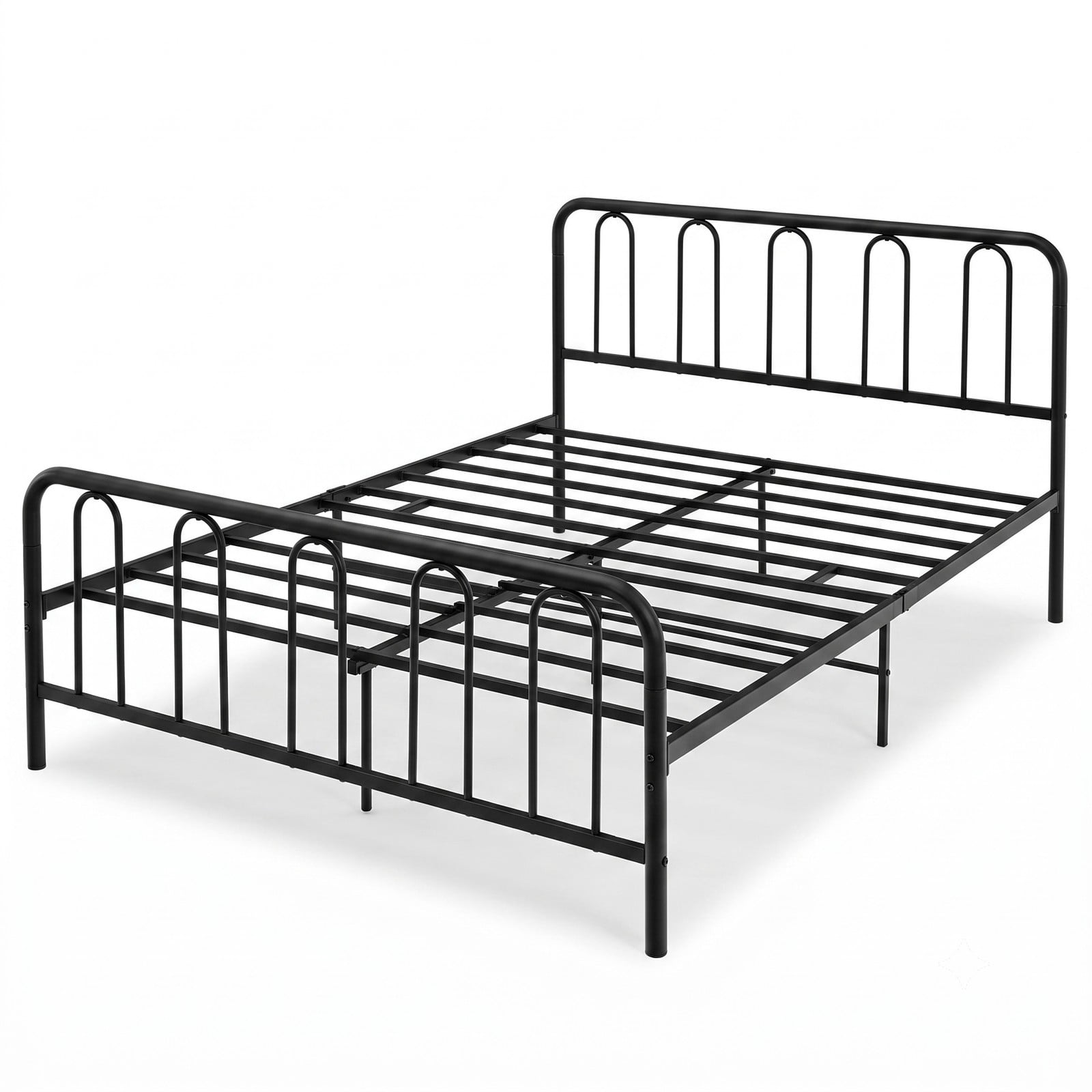 Furnibear Queen Bed Frame with Headboard, Metal Platform Bed Frame with Arched Headboard, Footboard and Under Bed Storage, Black