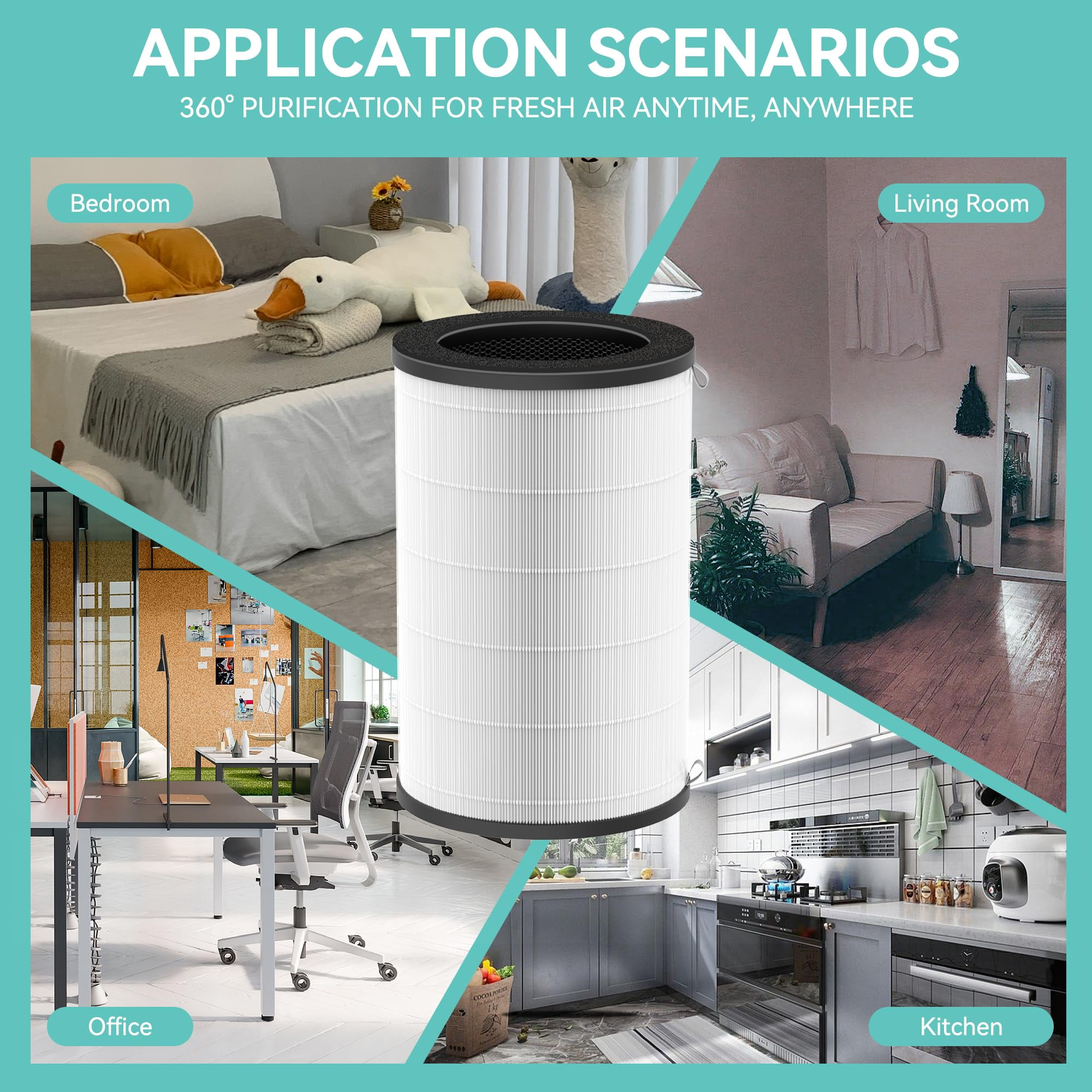 iSingoione AP-T30/AP-PET35 Hepa Replacement Filter, 2-Pack, for HoMedics TotalClean Air Purifier