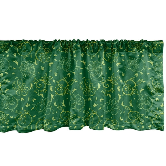Ambesonne Botanical Valance Pack of 2, Swirl Flowers Nature Art, 54"X12", Yellow Forest Green