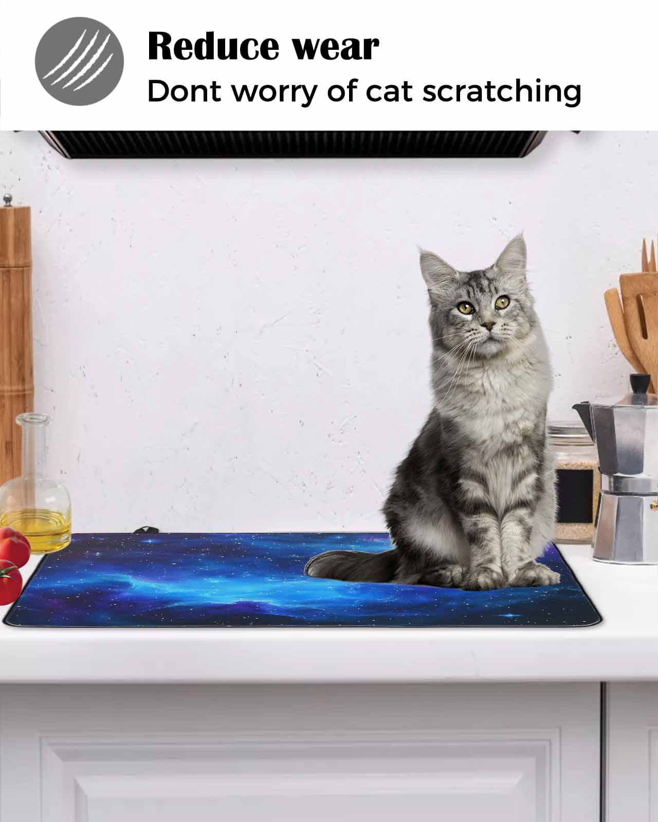 nqOlkjepod Large Induction Cooktop Protector Mat 31"x24", Blue Purple Sky Stove Top Covers for Electric Stove, Abstract Modern Art Clouds Decorative Stove Burner Cover Mats, Glass Top Stove Cover
