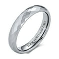 thumbnail image 4 of Couples Multi Faceted Prism Cut Titanium Wedding Band Rings for Men for Women Silver Tone Comfort Fit 4MM, 4 of 4
