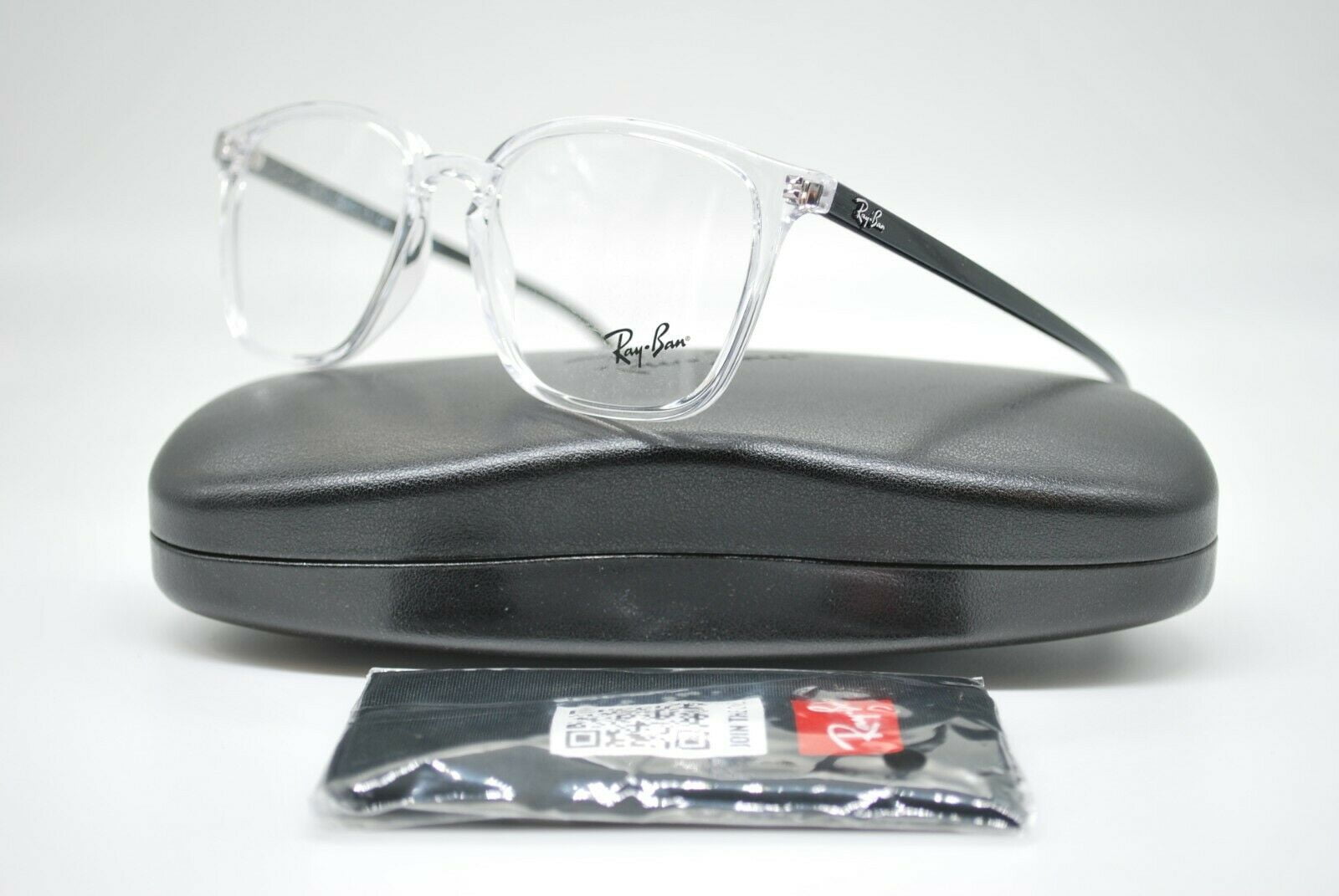 NEW RAY BAN RB 7185 5943 TRANSPARENT AUTHENTIC EYEGLASSES FRAMES RX 52 ...