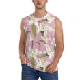 thumbnail image 2 of Goofa Lilies Flowers Printed Men's Sleeveless T-Shirt - Athletic Gym Workout Tank Top for Men - Moisture-Wicking, UPF 30+ Quick-Dry Muscle Tee-, 2 of 8