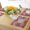 thumbnail image 4 of Ambesonne Mandala Place Mats Set of 4, Psychedelic Floral Form, Standard Size, Scarlet White Black, 4 of 6