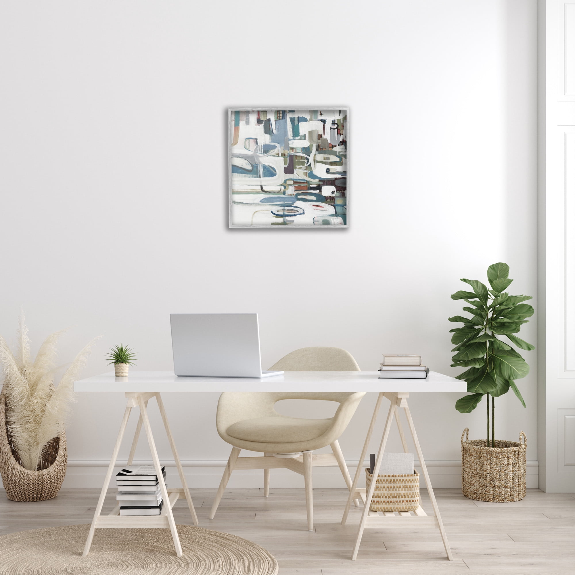 Stupell Industries Abstract Geometric Forms Abstract Painting Gray Framed Art Print Wall Art, 24 x 24