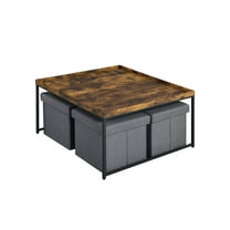 Lilola Home Engineered Wood 5 Pc Coffee Table Set w/Raised Edge in Weathered Oak