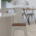 thumbnail image 5 of Merrick Lane Metal Counter Bar Stool with Slatted Back and Wood Seat, White, 5 of 14