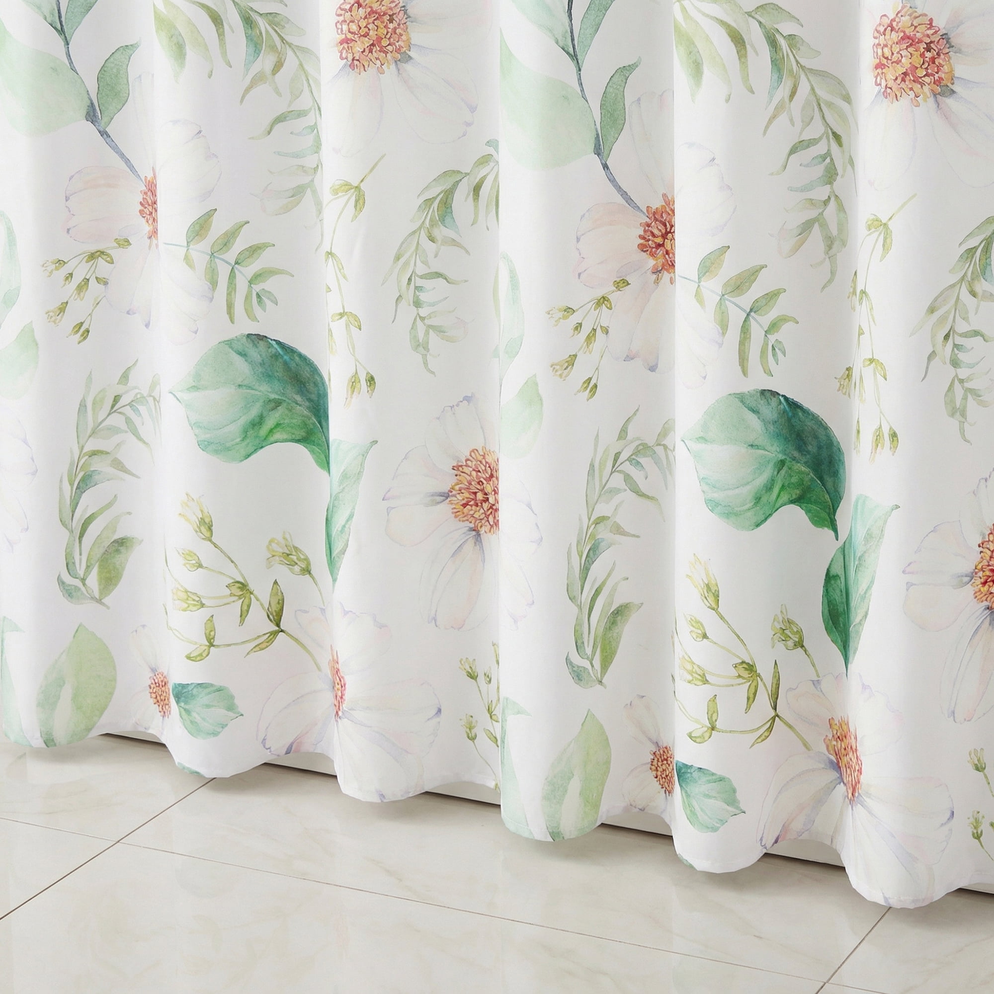 Unique Bargains Waterproof Leaf Shower Curtain Sets Hooks Green Pattern 4 71"W x 71"L
