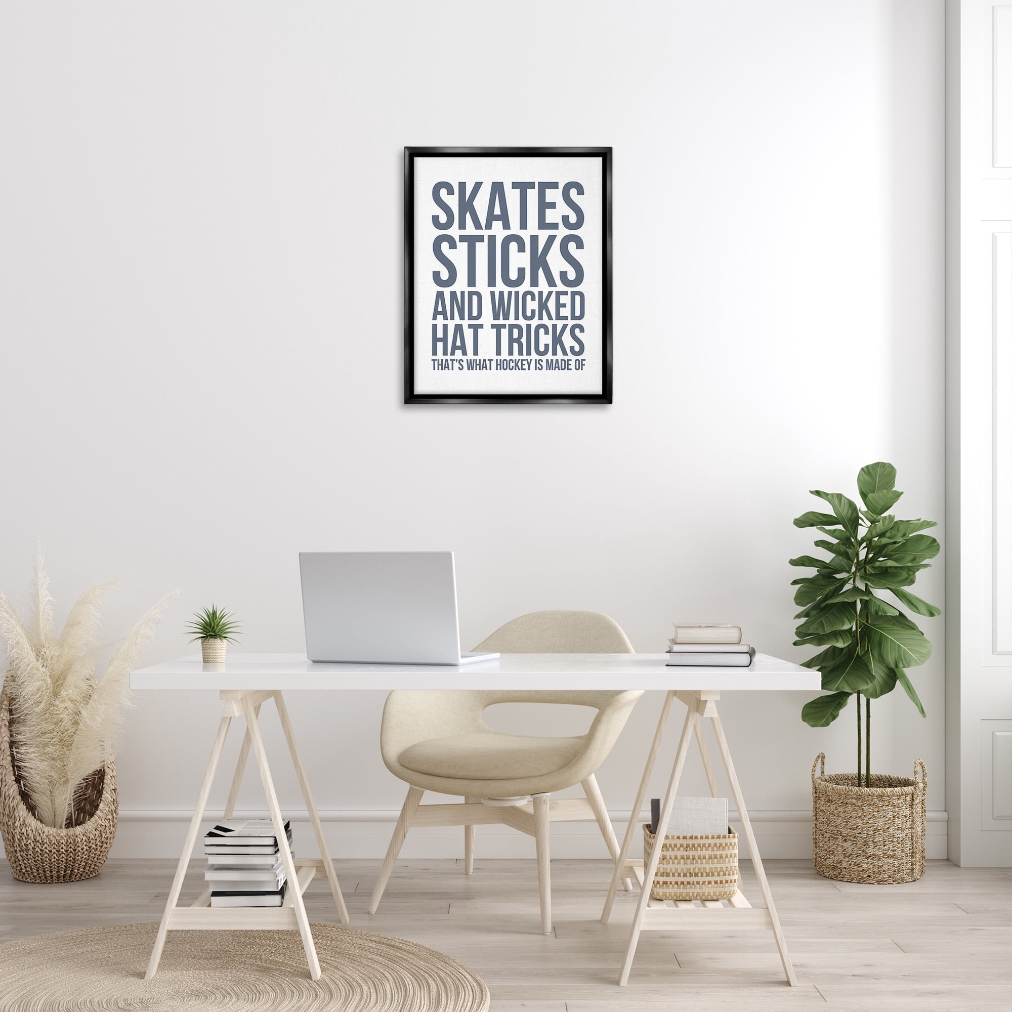 Stupell Industries What Hockey Is Made Of Sports Painting Black Floater Framed Canvas Art Print Wall Art, 25 x 31