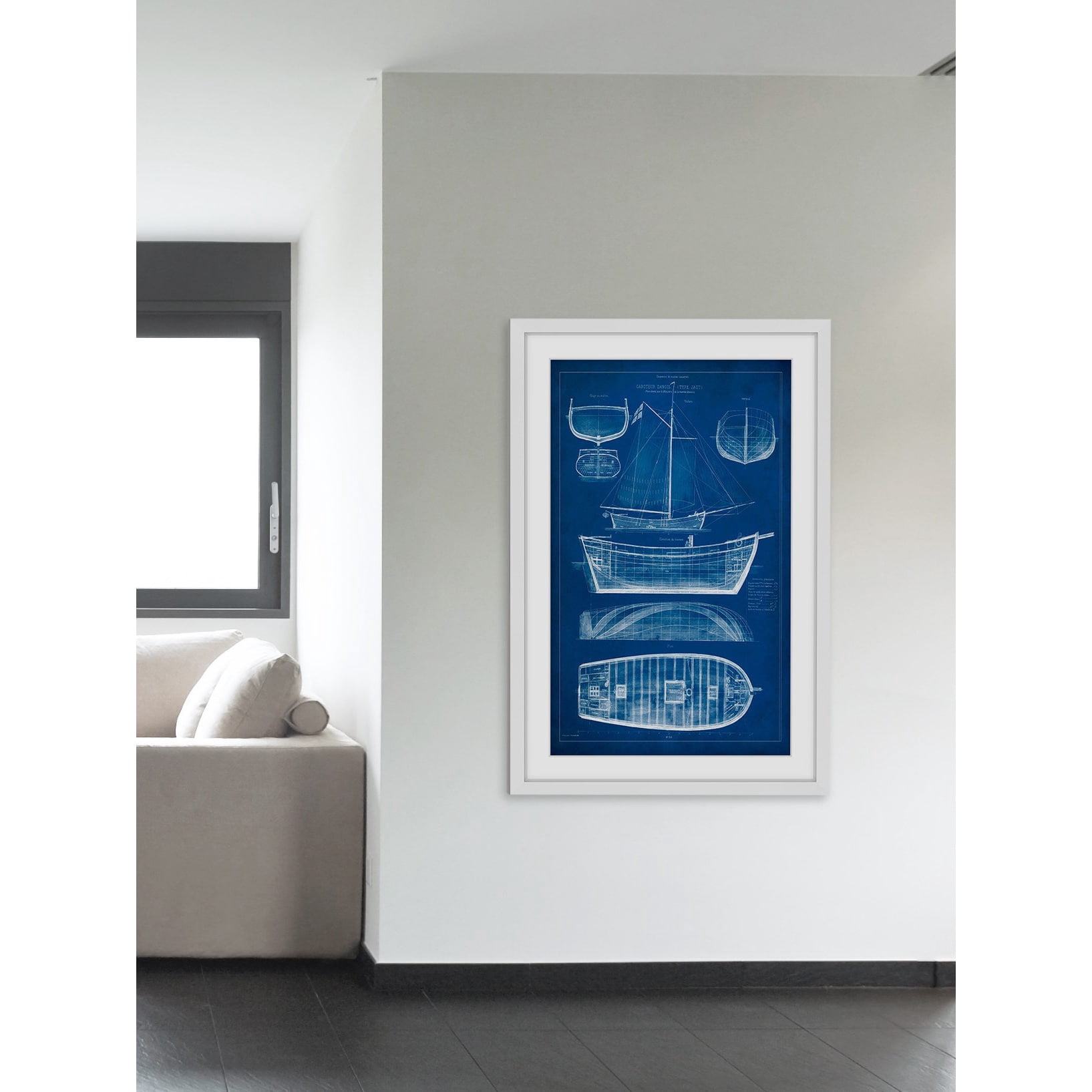 Marmont Hill "Ship Blueprint II" Framed Painting Print