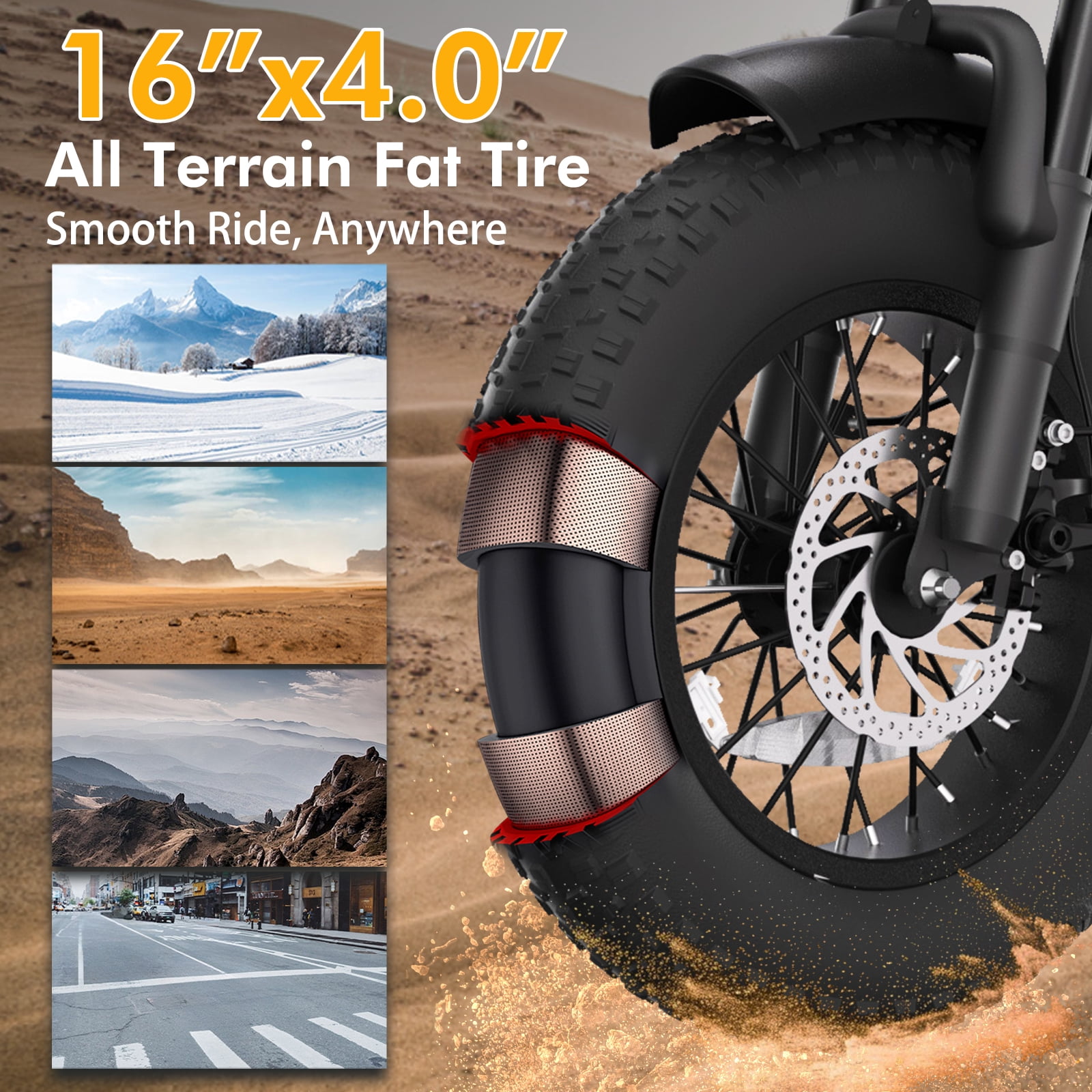 Bodywel M16 Electric Bike for Adults, 1500W Peak Motor 48V 13AH Removable Battery, 29MPH Electric Mountain Bike, 16" Fat Tire 40 Miles Ebike, UL2849