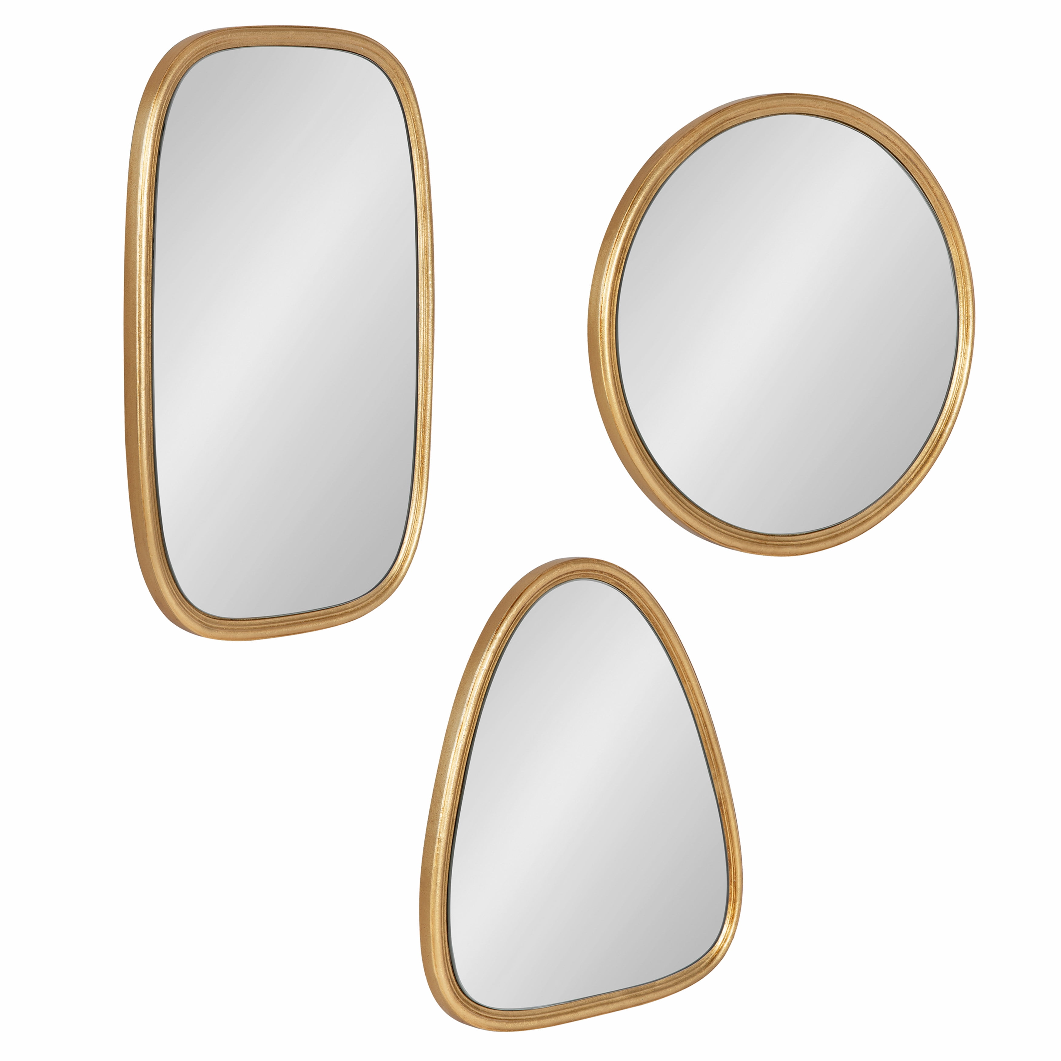 Set Of 3 Geometric Mirrors Gold New 