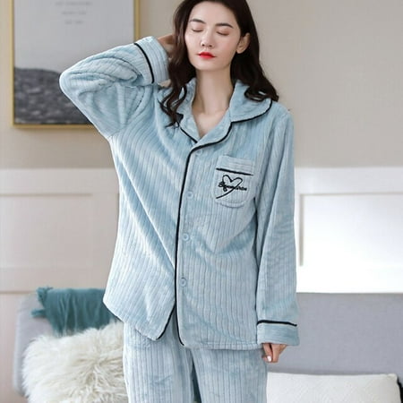 

CoCopeaunt Warm Flannel Pajamas Set For Women Thick Coral Velvet Long Sleeve Pyjamas Sets nightgown Pijama Suit Mujer female Homewear