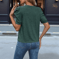 thumbnail image 3 of Suéter de Corta Abullonada para Mujer, Tops de y Verano 2025, Conjuntos de Punto, Camisa de Cuello Redondo, Blusas, Verde Tinta, L, 3 of 4