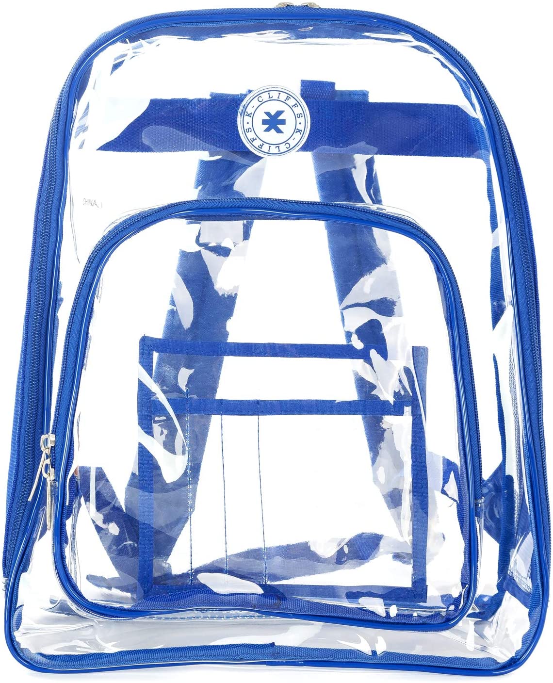 K-Cliffs Unisex Heavy Duty Clear School Backpack See Through PVC Work Security Bag,  Workbag Royal Blue - image 4 of 10