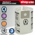 thumbnail image 2 of Shop-Vac 4 Gallon Disposable Filter Bags, Type LL, 3-Pack, 2 of 8