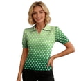 thumbnail image 5 of Trgacdwlo Polka Dot Womens Golf Polo Shirt Collared V Neck Women's Short Sleeve Tops Summer Vintage Polo Shirts for Women Green XL, 5 of 6