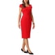 thumbnail image 2 of INSPIRAR CHIC Vestido Lápiz de Cuerpo para Mujer con Mangas Cortas Formal de Trabajo hasta la Rodilla Vestidos Sheath M Rojo, 2 of 5